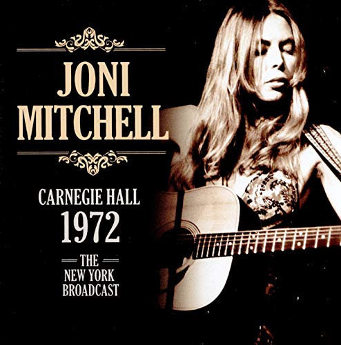 Joni Mitchell album cover, Carnegie Hall 1972, with guitar and portrait.