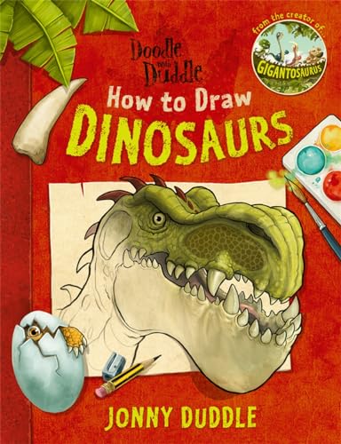 Book cover: “How to Draw Dinosaurs” with a T-Rex illustration.