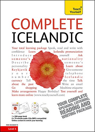 Book cover for "Complete Icelandic" with a red poppy and CD icons.