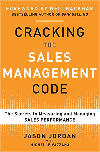 Book cover for Cracking the Sales Management Code with orange background and binary code.