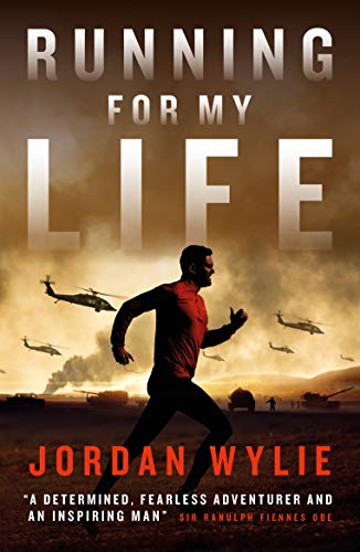 Book cover: man running from helicopters in a warzone.