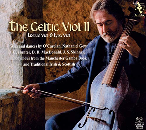 Jordi Savall playing a viola da gamba, album cover for "The Celtic Viol II".