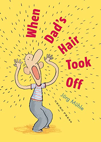 Illustration of a man with flying hair against a yellow background.