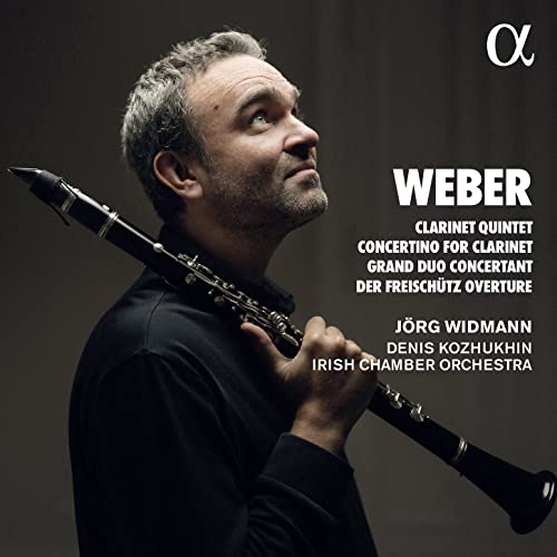 CD cover featuring clarinetist Jorg Widmann, text “Weber”, and orchestra details.