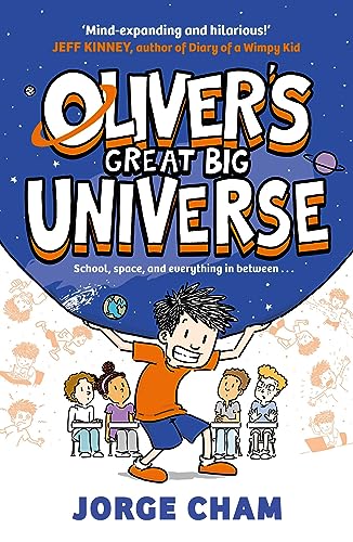 Book cover featuring a boy holding a giant blue planet above his head.