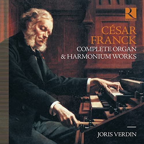 CD cover featuring César Franck portrait and organ keyboard, Joris Verdin.