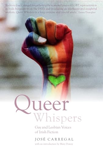 Book cover: rainbow-painted fist with a heart, title “Queer Whispers.”