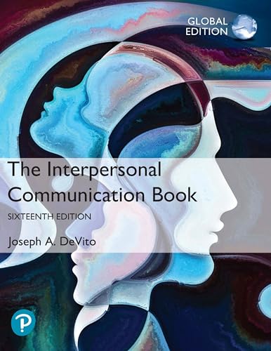 Textbook cover with abstract faces and title "The Interpersonal Communication Book".