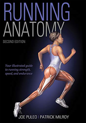 Book cover: “Running Anatomy” with runner illustration showing leg muscles.