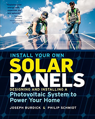 Book cover: two workers installing solar panels on a roof.