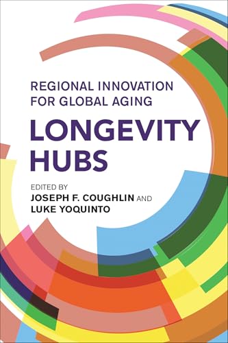 Book cover: "Longevity Hubs" with colorful, circular graphic design.