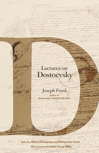 Book cover for "Lectures on Dostoevsky" with portrait and script background.