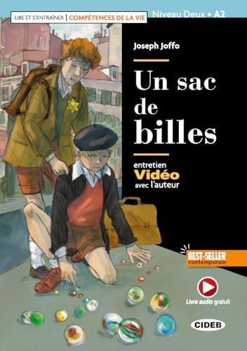 Book cover: two boys, marbles, and a city street illustration.
