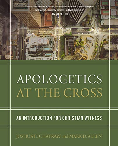 Book cover: “Apologetics at the Cross” with city skyline background.