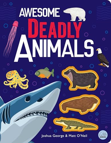 Book cover featuring illustrations of sharks, bears, and other dangerous animals.