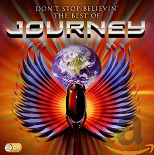 Journey album cover featuring a winged beetle, planet Earth, and red sunburst background.