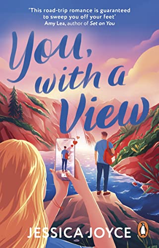 Book cover depicting a couple viewed through a phone camera, mountains backdrop.