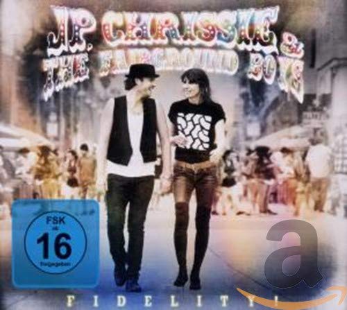 CD cover featuring a couple walking, with colorful band name text.