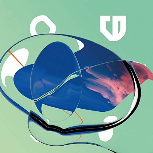 A CD case with abstract blue and pink design on a green background.