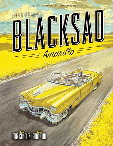 Cover of "Blacksad: Amarillo" featuring a yellow car with animal characters.