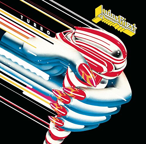 Judas Priest “Turbo” album cover: futuristic, metallic hand with red nails.