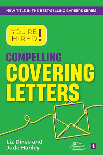 Book cover: "You're Hired! Compelling Covering Letters" with envelope illustration.