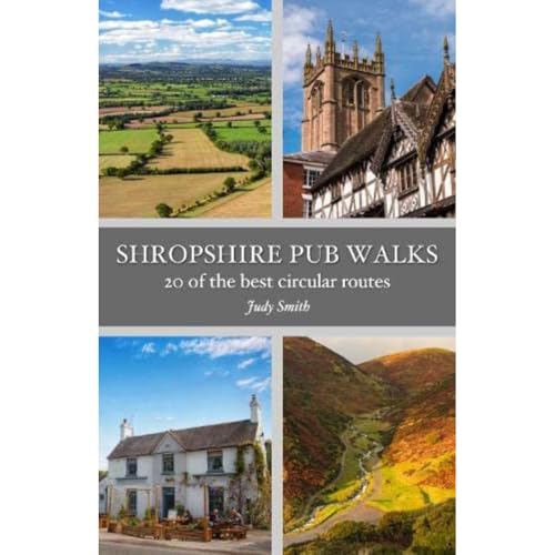 Book cover: "Shropshire Pub Walks" with landscape and building images.
