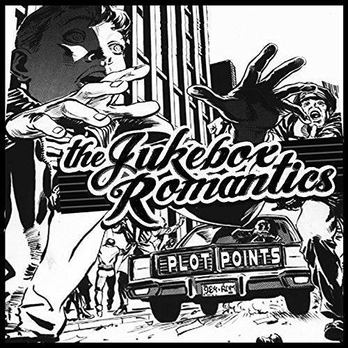Black and white album cover for The Jukebox Romantics’ “Plot Points.”