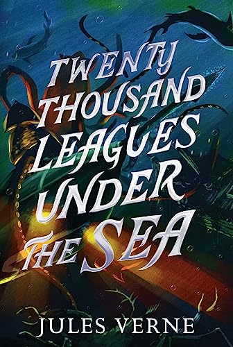 Book cover for "Twenty Thousand Leagues Under the Sea" with a submarine.
