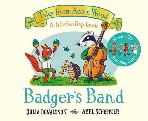 Badgers Band book cover: animals playing musical instruments in a field.