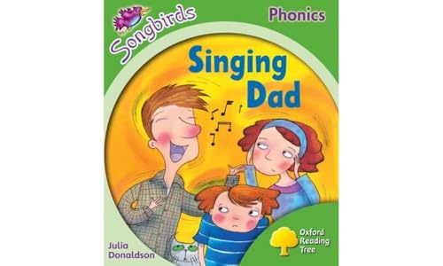 Book cover: father singing, daughter annoyed, son and cat looking on.