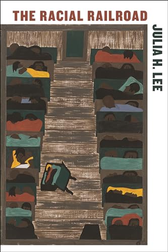 Book cover: illustrated scene of crowded train car with diverse passengers.