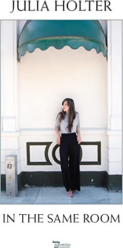 Woman standing in doorway with green awning above, album cover.