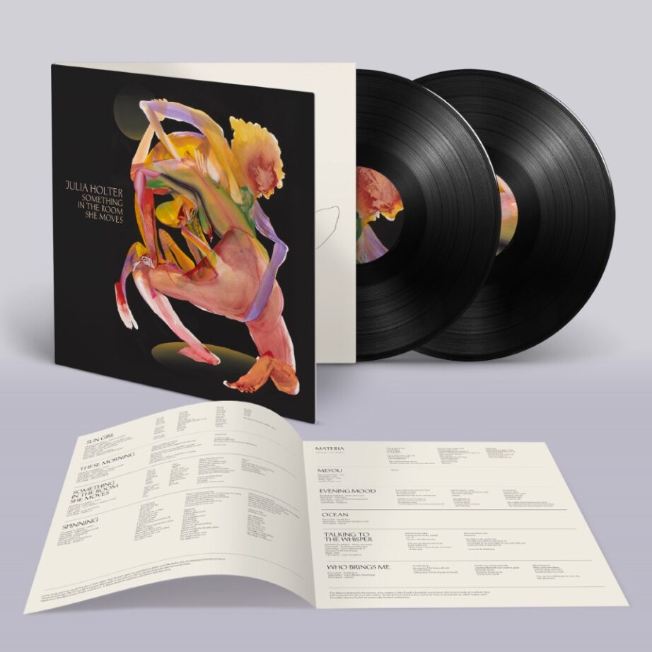 Julia Holter vinyl record with abstract floral cover art and tracklist insert.