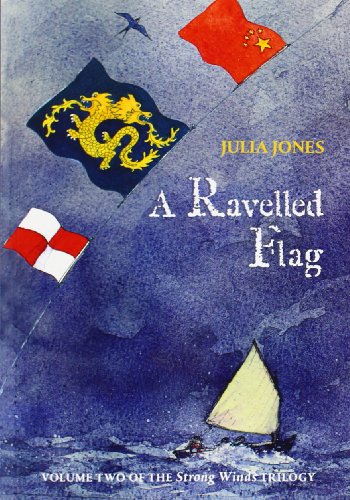Book cover: flags, a small sailboat, and textured blue background.