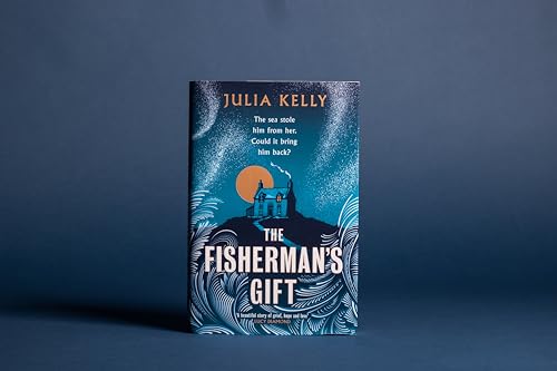 Book cover: “The Fisherman’s Gift” with a coastal cottage illustration.