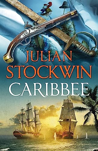 Book cover: flintlock pistols, sailing ships, and a tropical sunset.