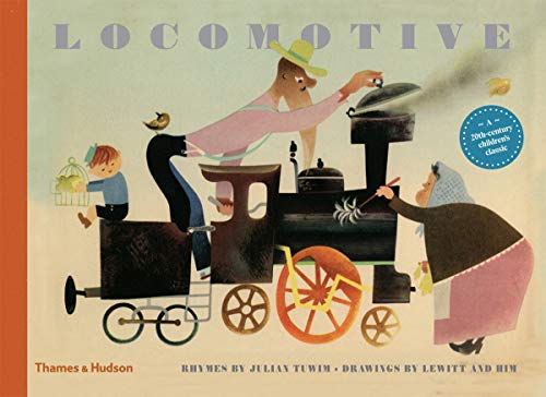 Vintage book cover depicting a whimsical, illustrated steam locomotive and people.