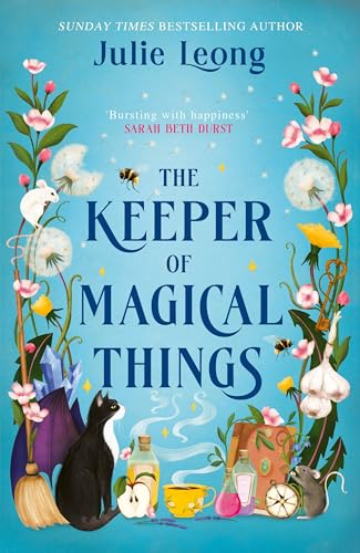 Book cover: "The Keeper of Magical Things" with flowers, animals, and potions.