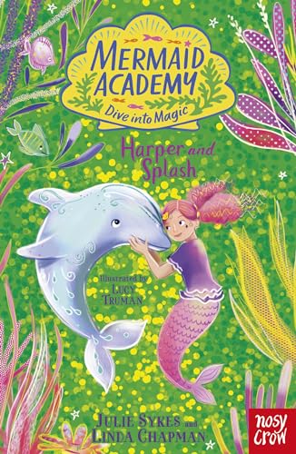 Book cover: mermaid Harper with a dolphin, underwater plants, and colorful design.