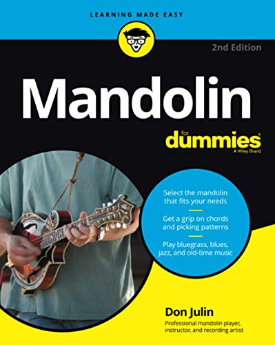Book cover: "Mandolin For Dummies," featuring a person playing a mandolin.
