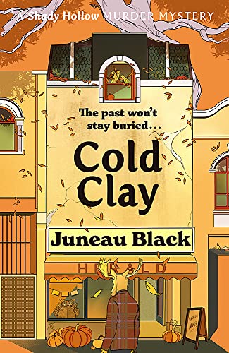 A moose in a plaid jacket stands before a building on a book cover.