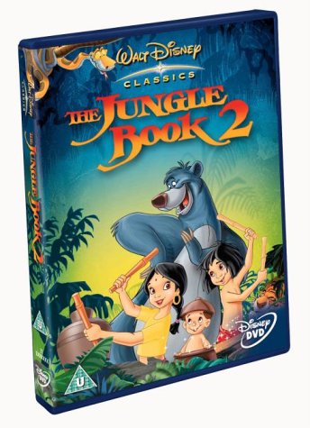"Jungle Book 2 DVD case featuring cartoon characters, including a bear, against a jungle background."