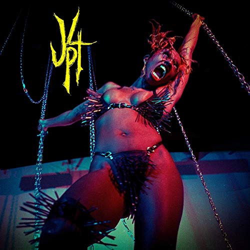 Album cover featuring a person with red skin, chains, and a dramatic pose.