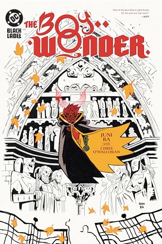 Comic book cover: "The Boy Wonder" featuring a figure in a cape and gothic architecture.