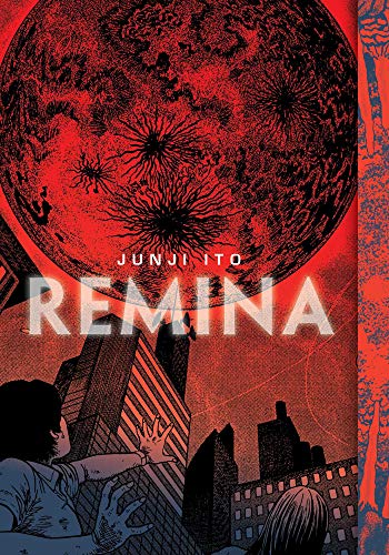 Book cover showing a giant red planet looming over a city with two figures.