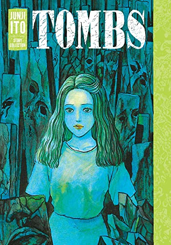 A young woman stands before a background of blue tombstones in this manga cover.