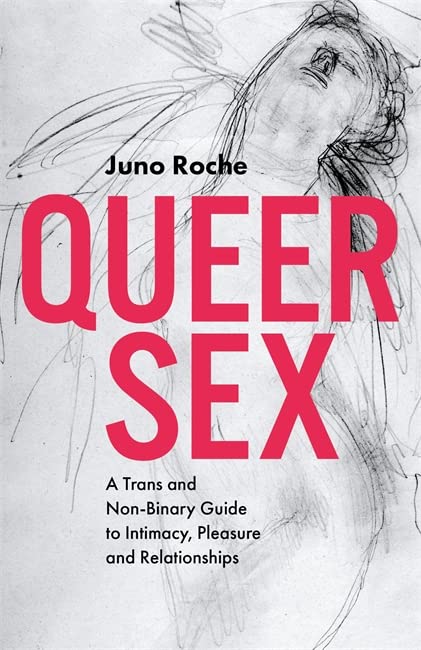 Book cover with sketched portrait and bold pink text: "Queer Sex".