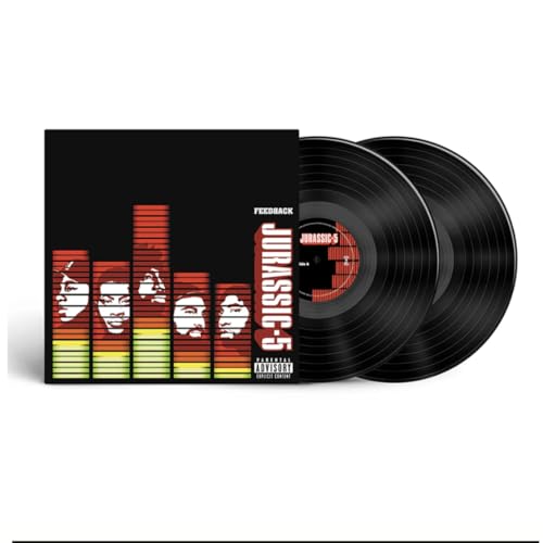 Jurassic 5 “Feedback” double vinyl record with album artwork visible.