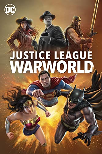 Justice League Warworld DVD cover featuring Superman, Batman, and Wonder Woman.